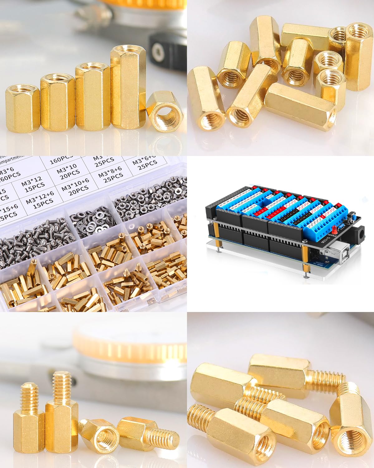 20pcs M3 60+6mm fil mâle femelle entretoise hexagonale laiton vis PCB