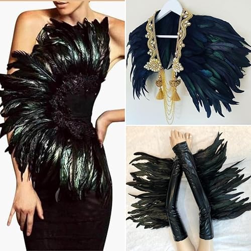 Miniatura 6 de Holmgren Borde de plumas de gallo rosa intenso, 10 a 12 pulgadas, 2 yardas, plumas de gallo natural, ribete de flecos para manualidades de costura,