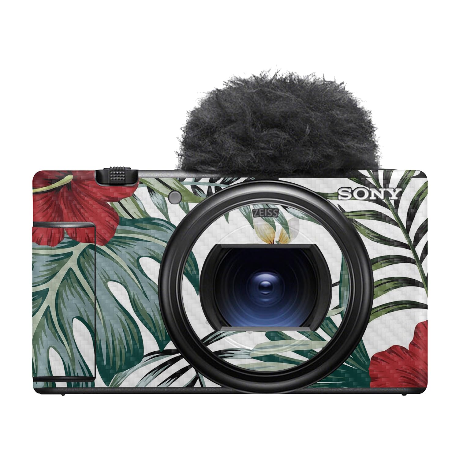 Carbon Fiber Camera Skin Compatible with Sony ZV-1 Mark II (2023) - Tropical Hibiscus - Premium 3M Vinyl Protective Wrap Decal Cover - Easy to Apply | Crafted in the USA by MightySkins