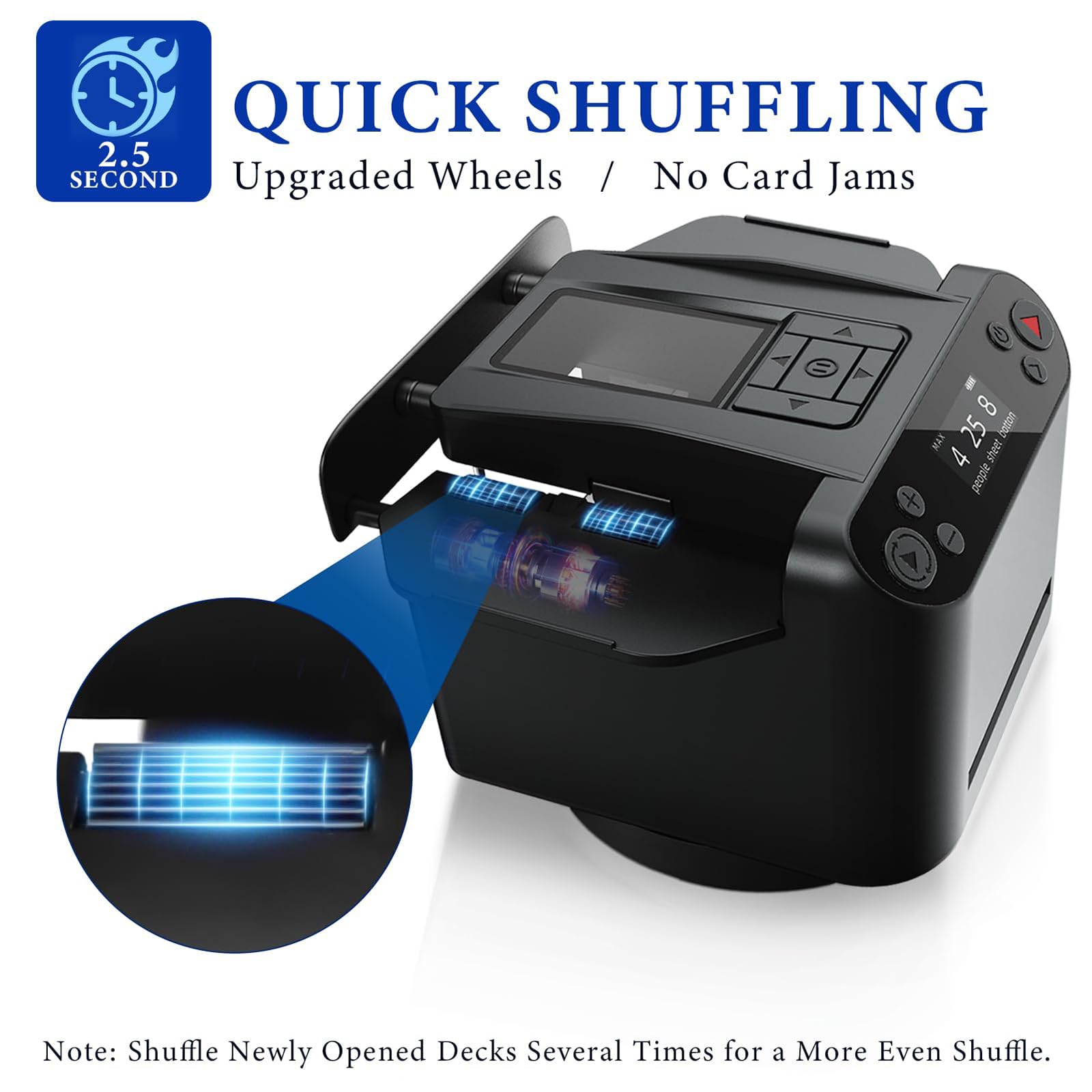 Shuffler automatico e distributore di carte, ricaricabile, con rotazione a 360° e pulsanti wireless per giochi di carte