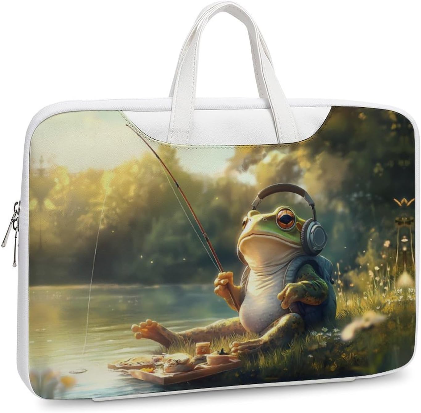 Funny Frog PU Shockproof Laptop Tote Bag