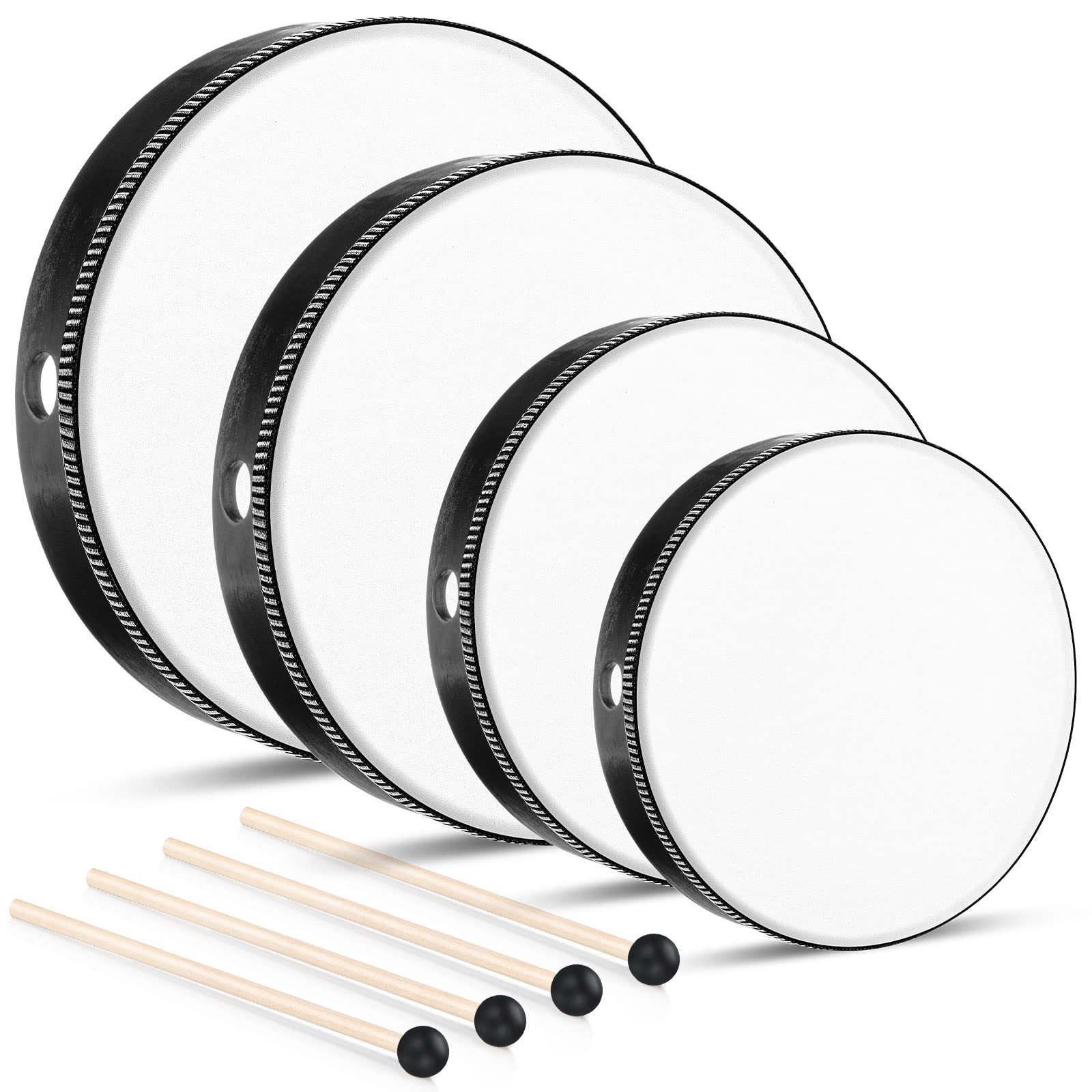 Photo 1 of Yeshone 4 Pcs Hand Drum Set with Sticks, Black