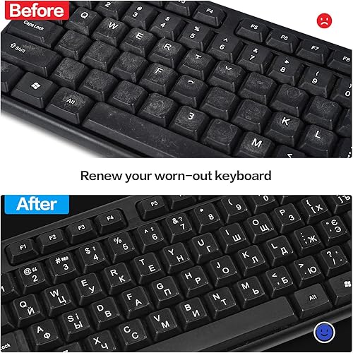 Miniatura 4 de Calcomanías de teclado ucraniano, letras de teclado de Ucrania con letra blancafondo negro, calcomanías de teclado cirílico ruso bielorrusia para