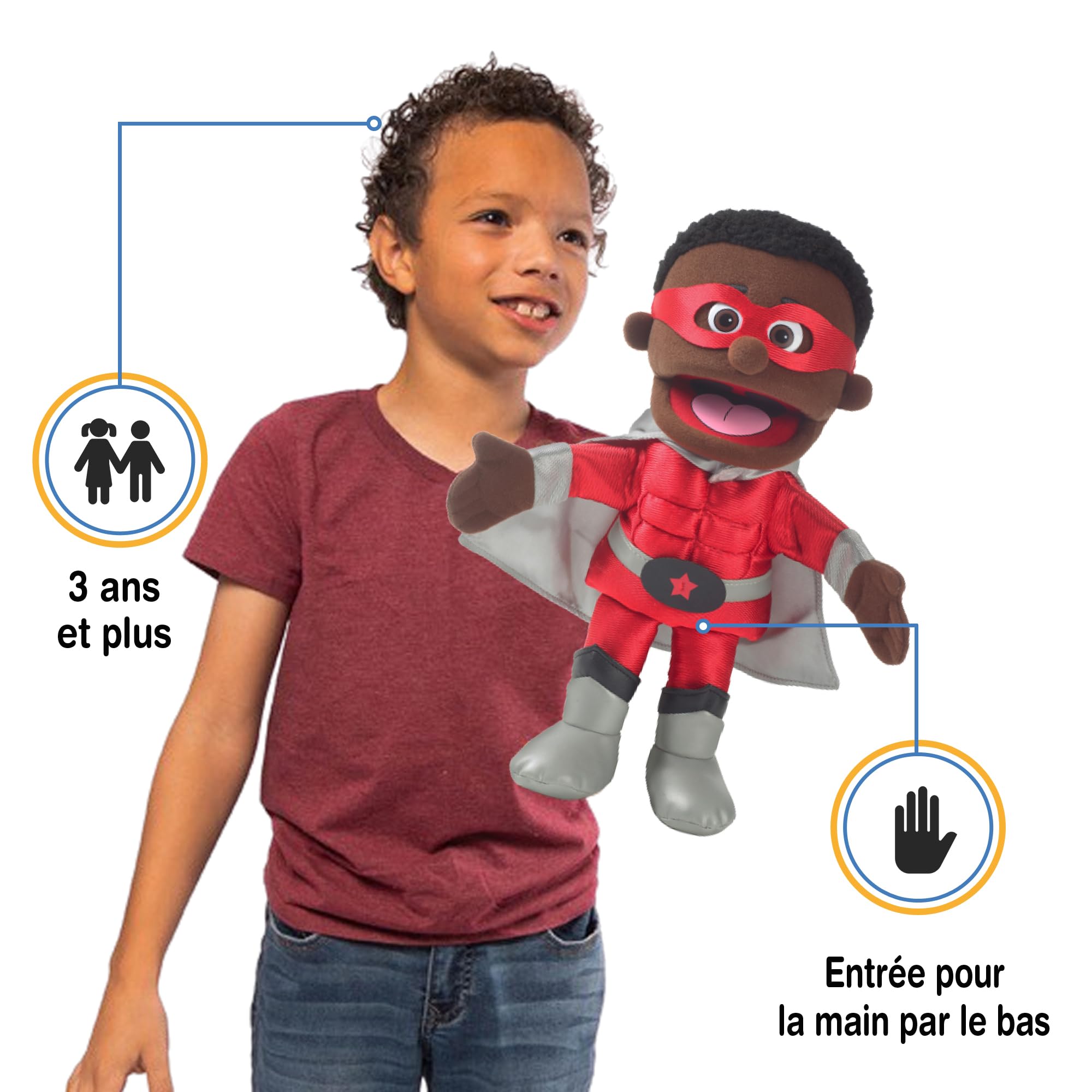 Superhéros, Black Boy, marionnette à main 35,6 cm