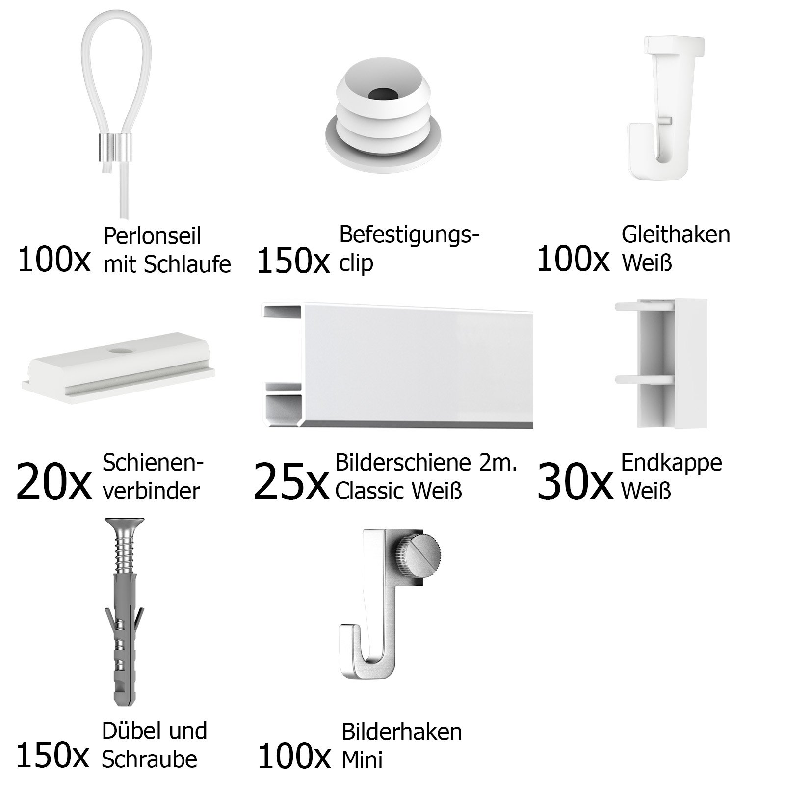 Leha Bilderschiene Galerieschiene Classic Komplett-Set 50m weiß