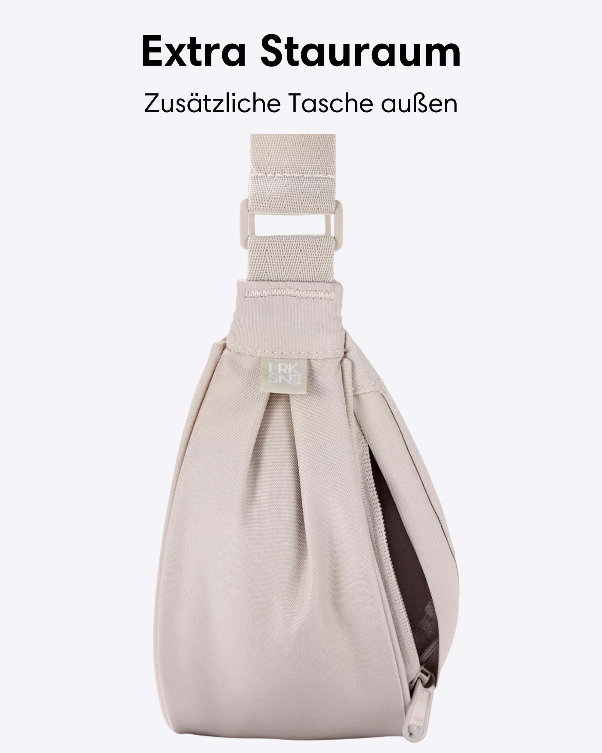 LARKSON Crossbody Bag Damen & Herren Beige - Solveig Small - Umhängetasche im Halbmond Style - Halbrunde Schultertasche - Moon Bag Design - Wasserabweisend