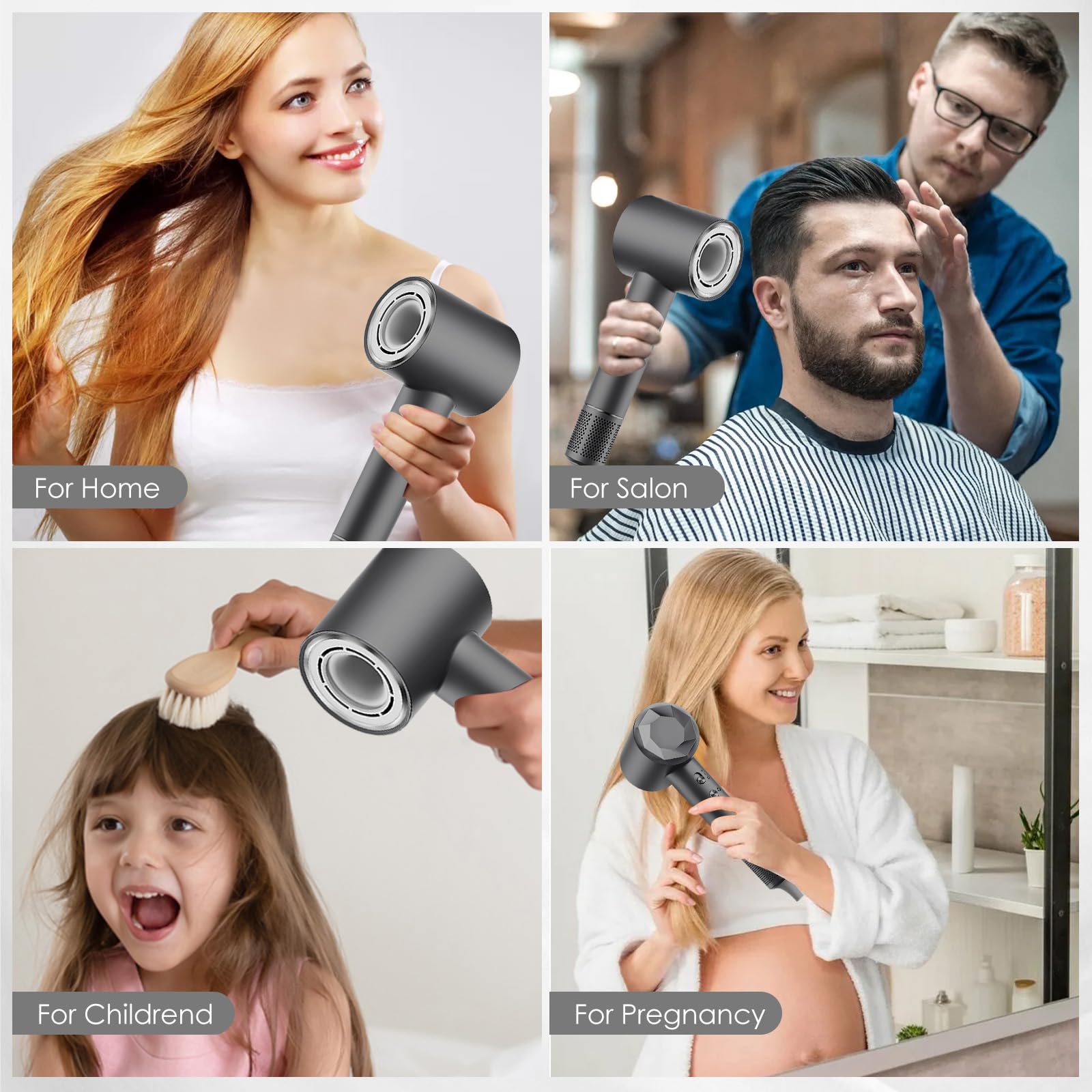 Asciugacapelli,110.000 Giri/min Motore Brushless,Phon Capelli Professionale con 500 Milioni Ioni Negativi,2 Velocità&4 Temperature,Basso Rumore,Magnetico Ugello Inclusi per Viaggi e Domestico