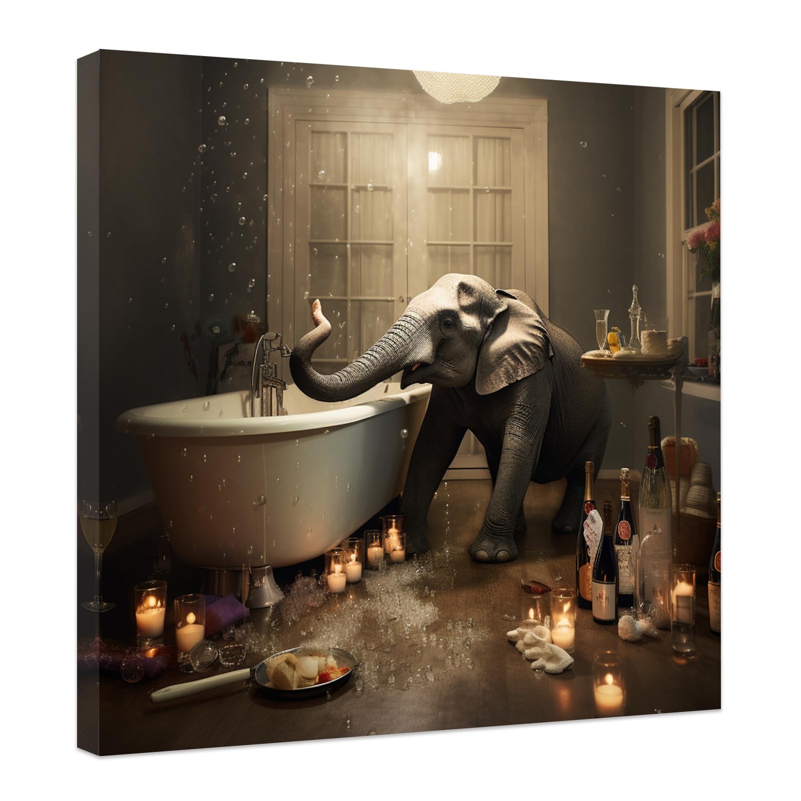 Quadro Su Tela Divertente Per Bagno Con Mucca Delle Highland Che Si Lava I Denti, 30x45 Cm, Decorazione Murale