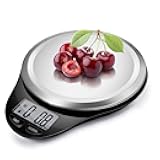 Food Scale, NUTRI FIT Digital Kitchen Scale Weight Grams and Ounces for Weight Loss, Accurate Cooking Baking Scale LCD Display Max 11lb 1g Increment with Wide Stainless Steel Platfrom, Black