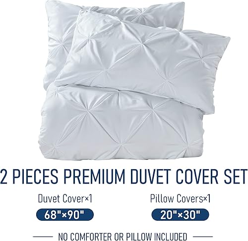 Miniatura 6 de Tyfitb Juego de funda de edredón plisada tamaño Queen, color blanco, juego de funda de edredón de 3 piezas con cierre de cremallera