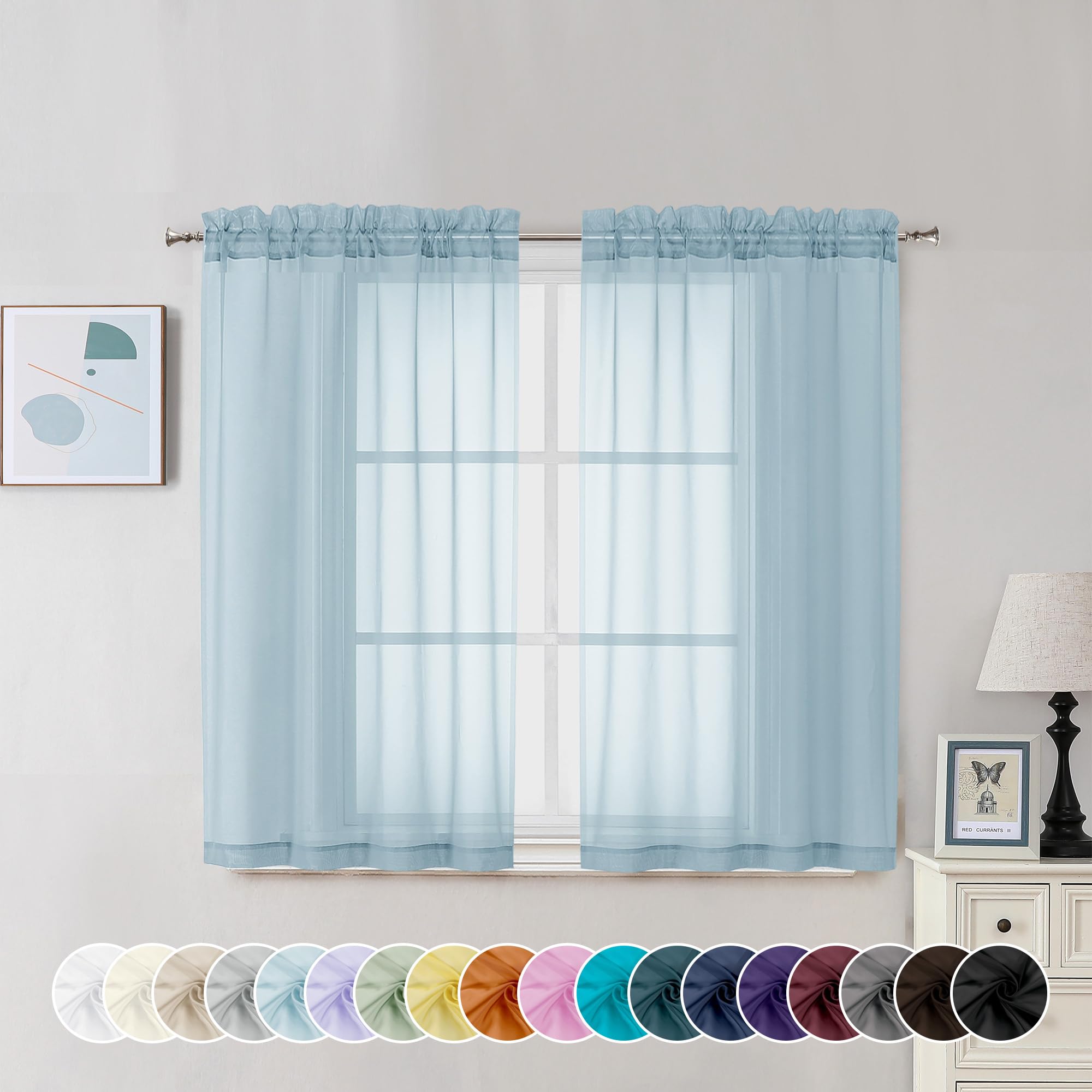 Tende in lino blu, lunghezza 213 cm, per soggiorno, 2 pannelli, con tasca posteriore per asta, filtraggio della luce, tende semi-velate grigie blu per camera da letto, campagna, fattoria, pietra, blu