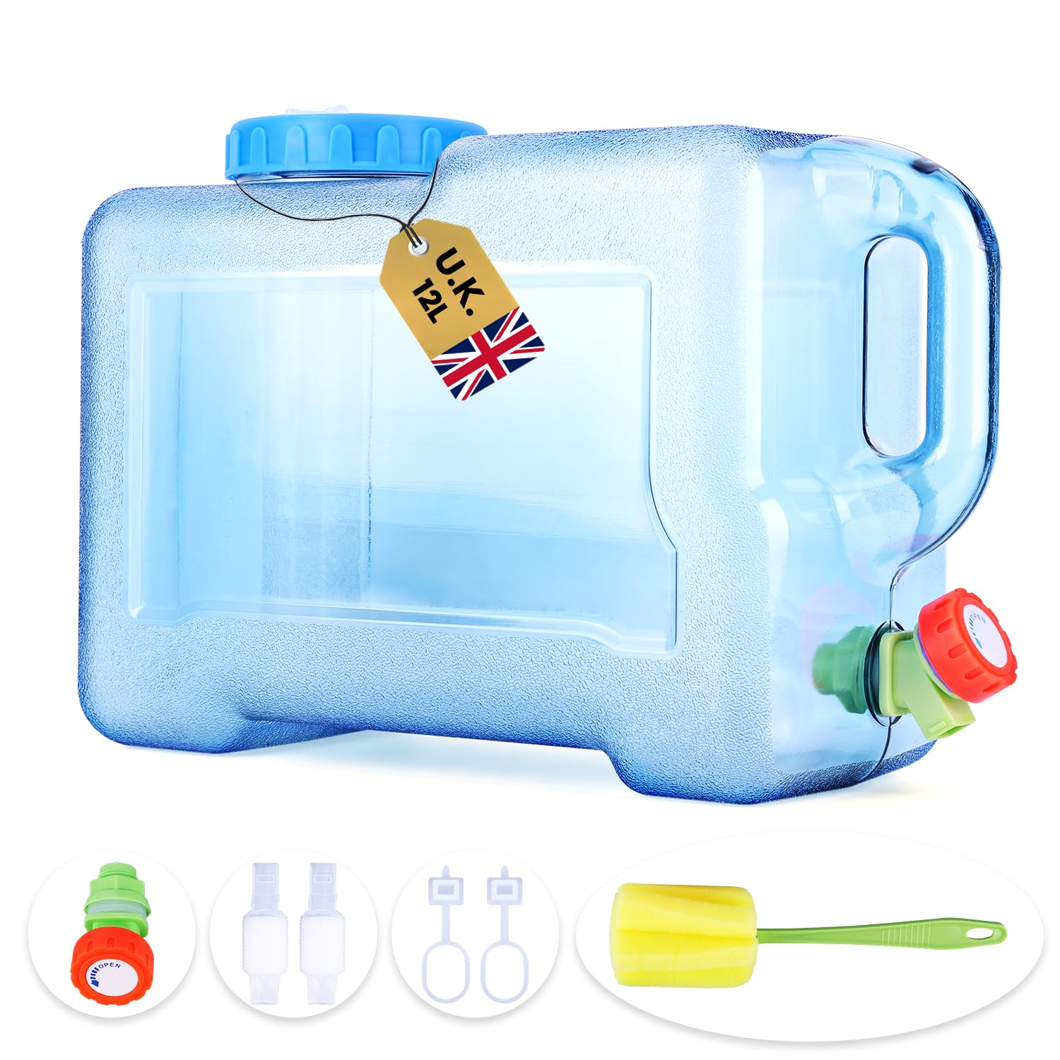 Starnearby 12L Water Container with Tap, Portable Plastic Water Bucket with Tap, Easy Clean BPA-Free Drink Water Carrier, for Camping Outdoor, Party, Van, RV, School, Hospital, Emergency โ image 1