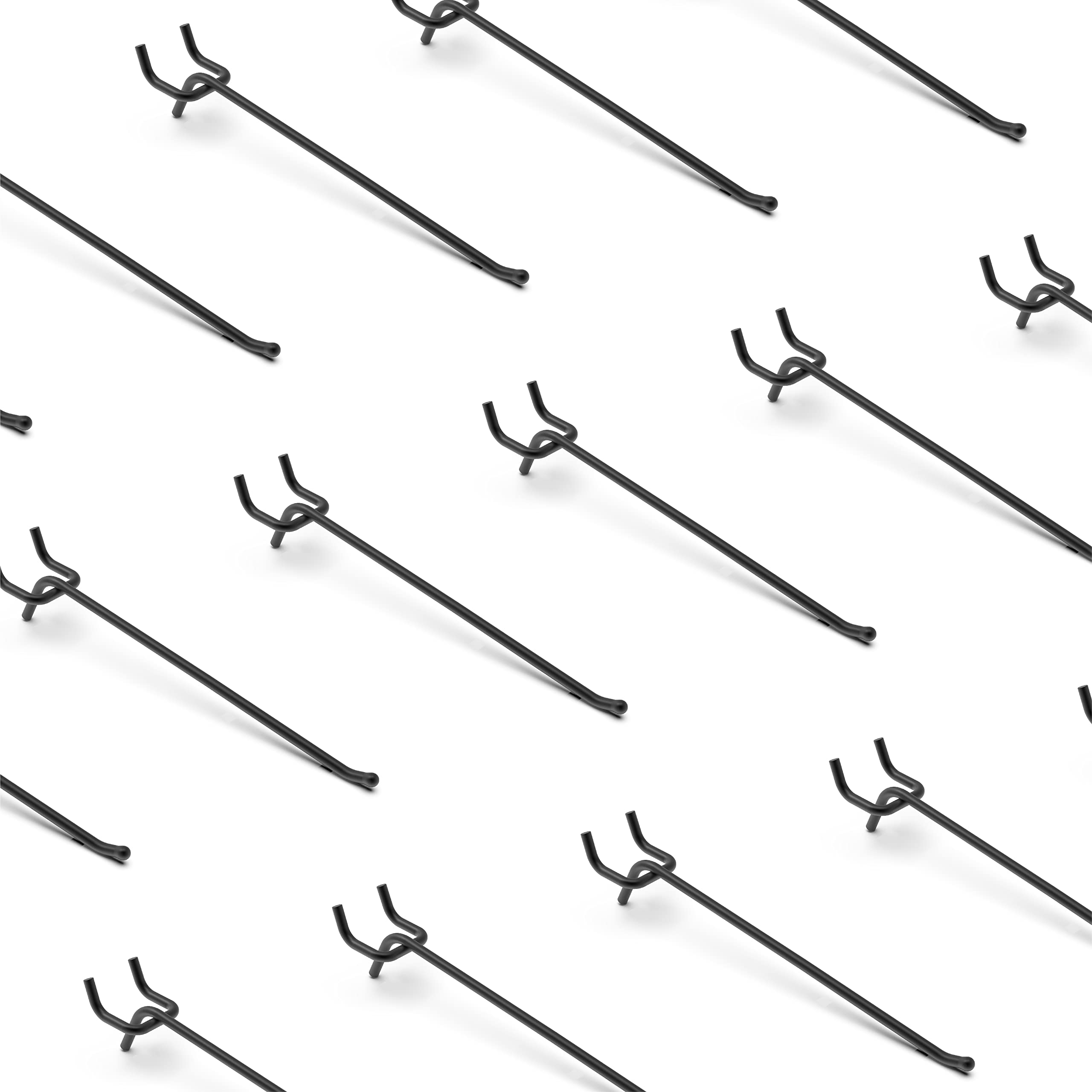HUHOLE 25 Pack Black Pegboard Hooks 8 Inch, Heavy Duty Metal L-Hooks for 1/4" Peg Board, Garage Tool Organizer