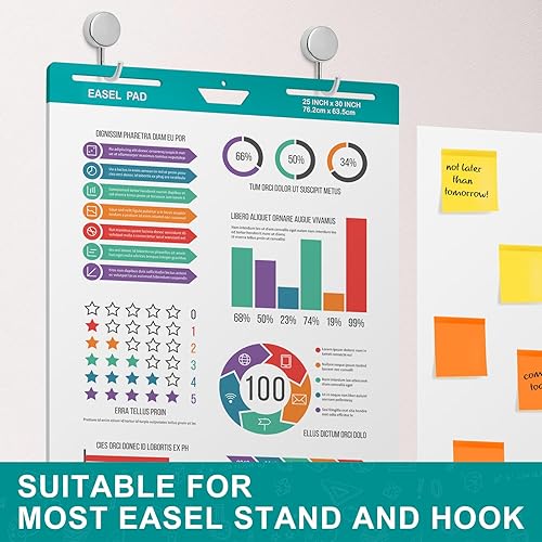 Miniatura 2 de VinTS 4 Pack Sticky Easel Pads,25 x 30 In,30 SheetsPad,Large Self-Stick Easel Paper for Teachers and Students,Self Stick Flip Chart Paper for White