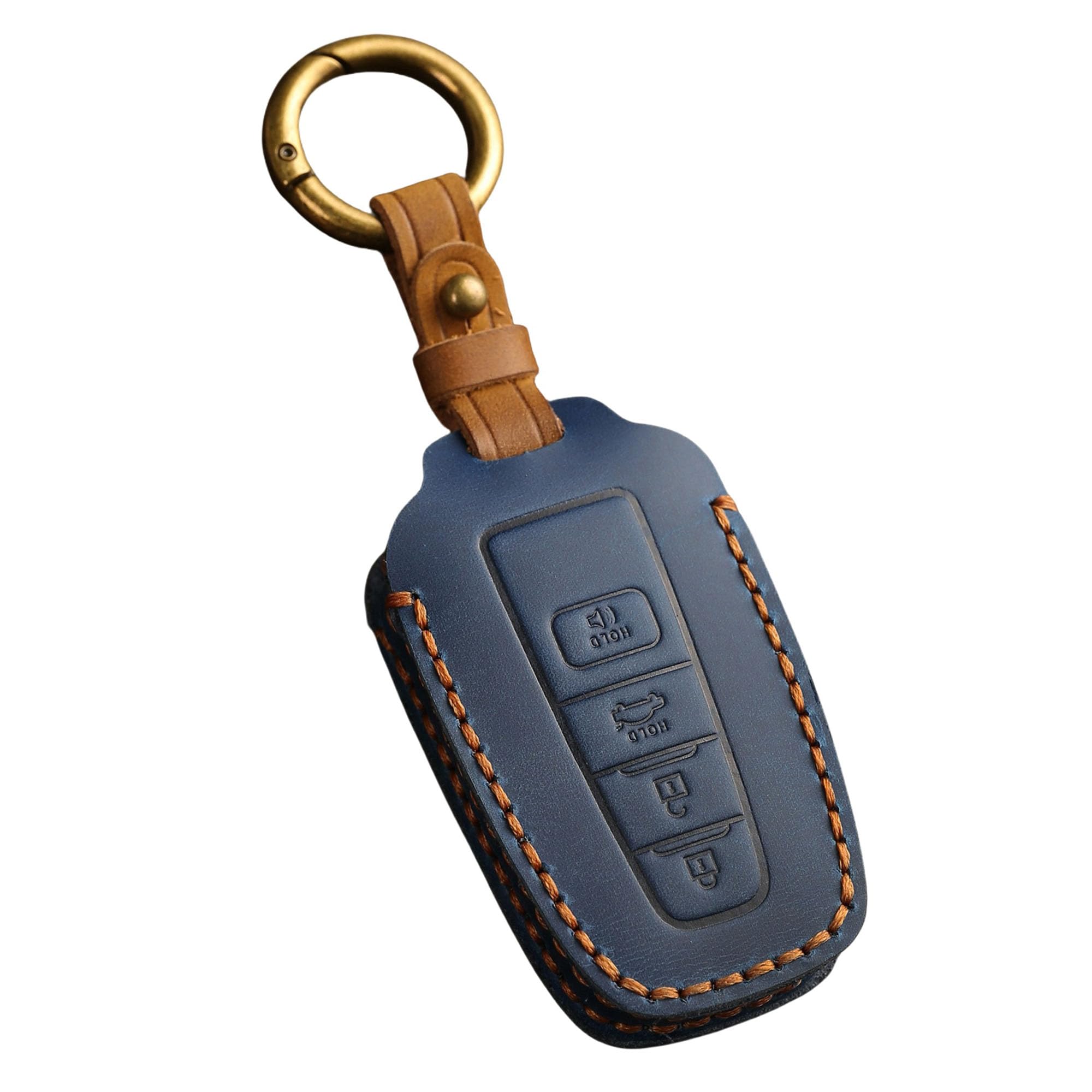 Hontumax Genuine Leather 4-Button Key Fob Cover for Toyota RAV4 Highlander Camry C-HR Avalon Corolla 4Runner Mirai Prius 2018 2019 2020 2021 2022 2023