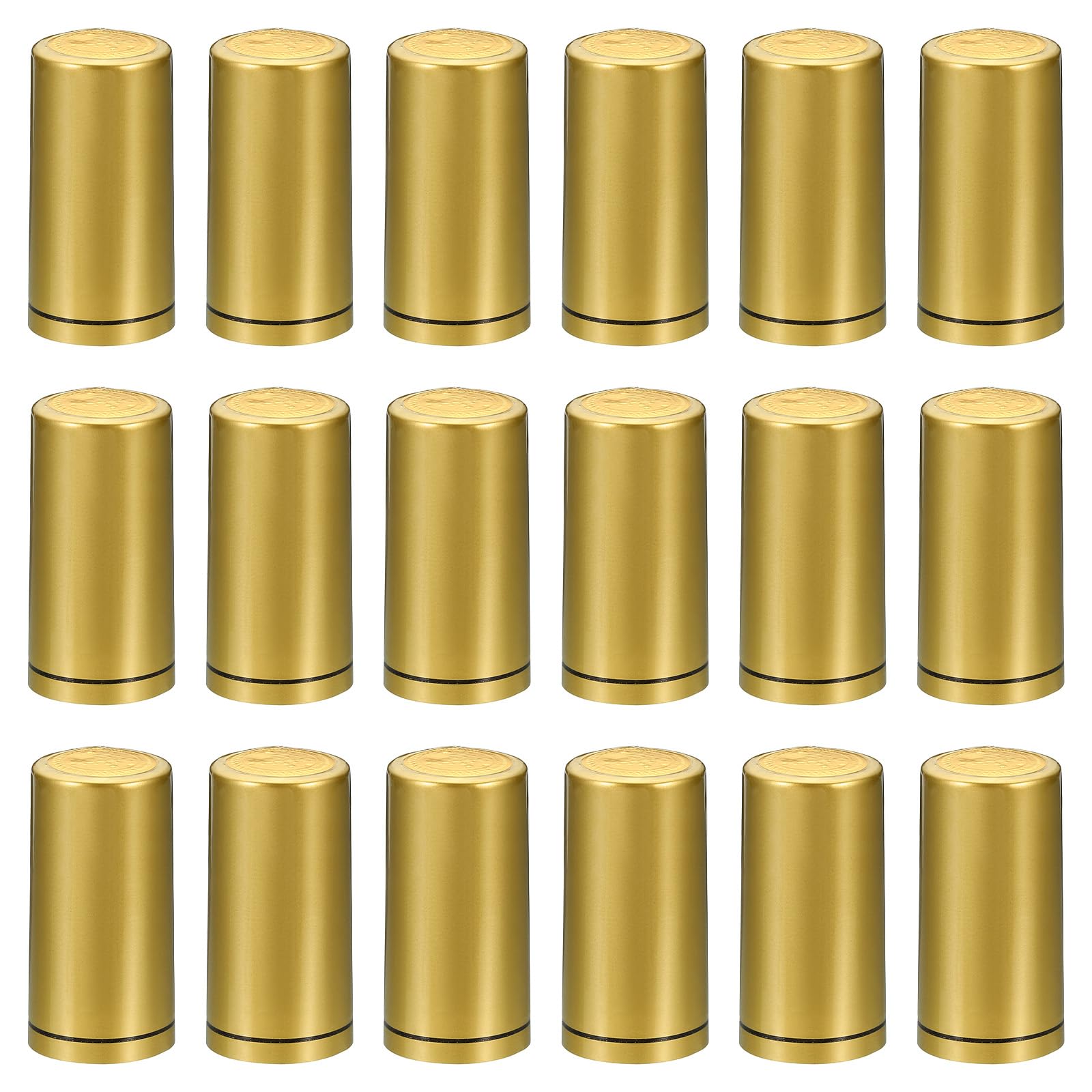 PATIKIL PVC Heat Shrink Cap with Tear Tab for Wine Bottle, 120 Pcs 30x60mm Wine Shrink Wrap Seals Sleeves Caps Shrink Top Cover Line for Wine Cellars Home Kitchen Use, Gold Tone