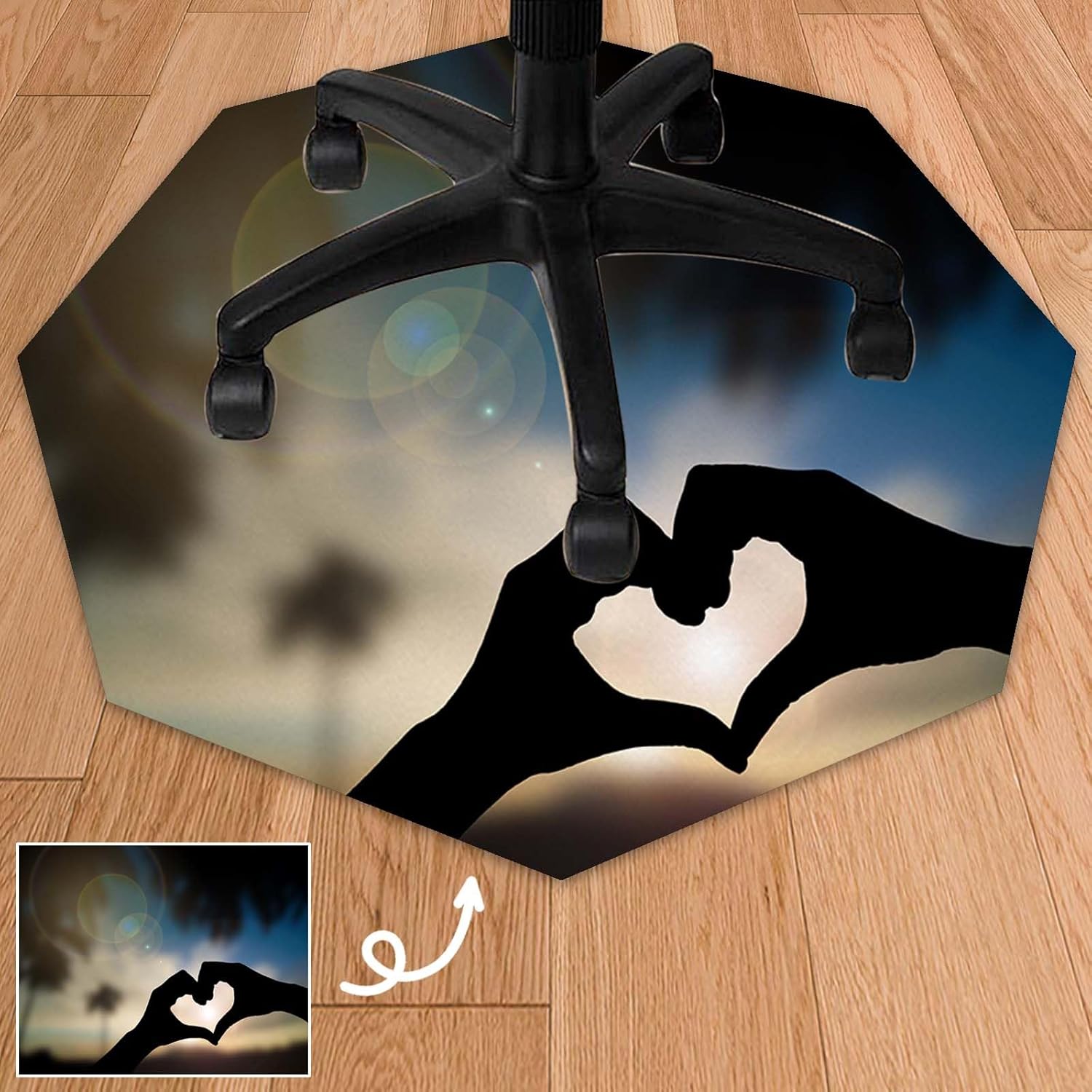 Custom Office Chair Mat for Hardwood Floor Personalized Computer Gaming Chairs Mats Customized Tile Floors Protector Rug with Image Logo Text for Home Gym Office, Black 35.8 Inch