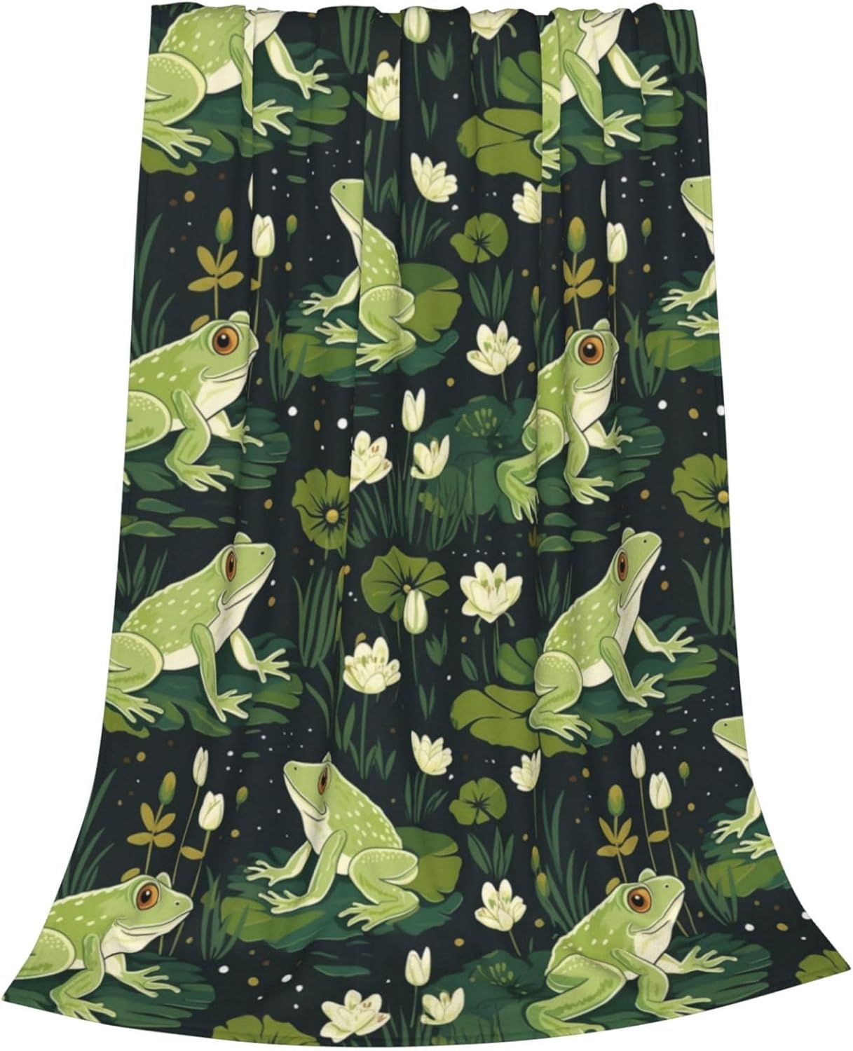 Frog Blanket Gifts for Frog Lover Kids Lotus Leaf Frog Flannel Throw Blankets Soft Comfy Lightweight for Home Decor Couch Bed Sofa 60x50 Inches - Image 2