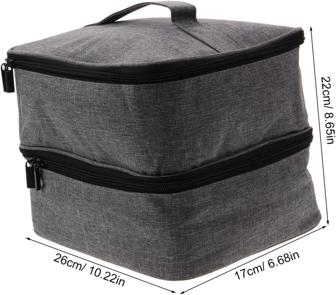 Double Layer Nail Polish Organizer Bag Portable Travel Case for Cosmetics Large Capacity Compartment Design for Easy Classification of Nail Polishes and Essential Oils