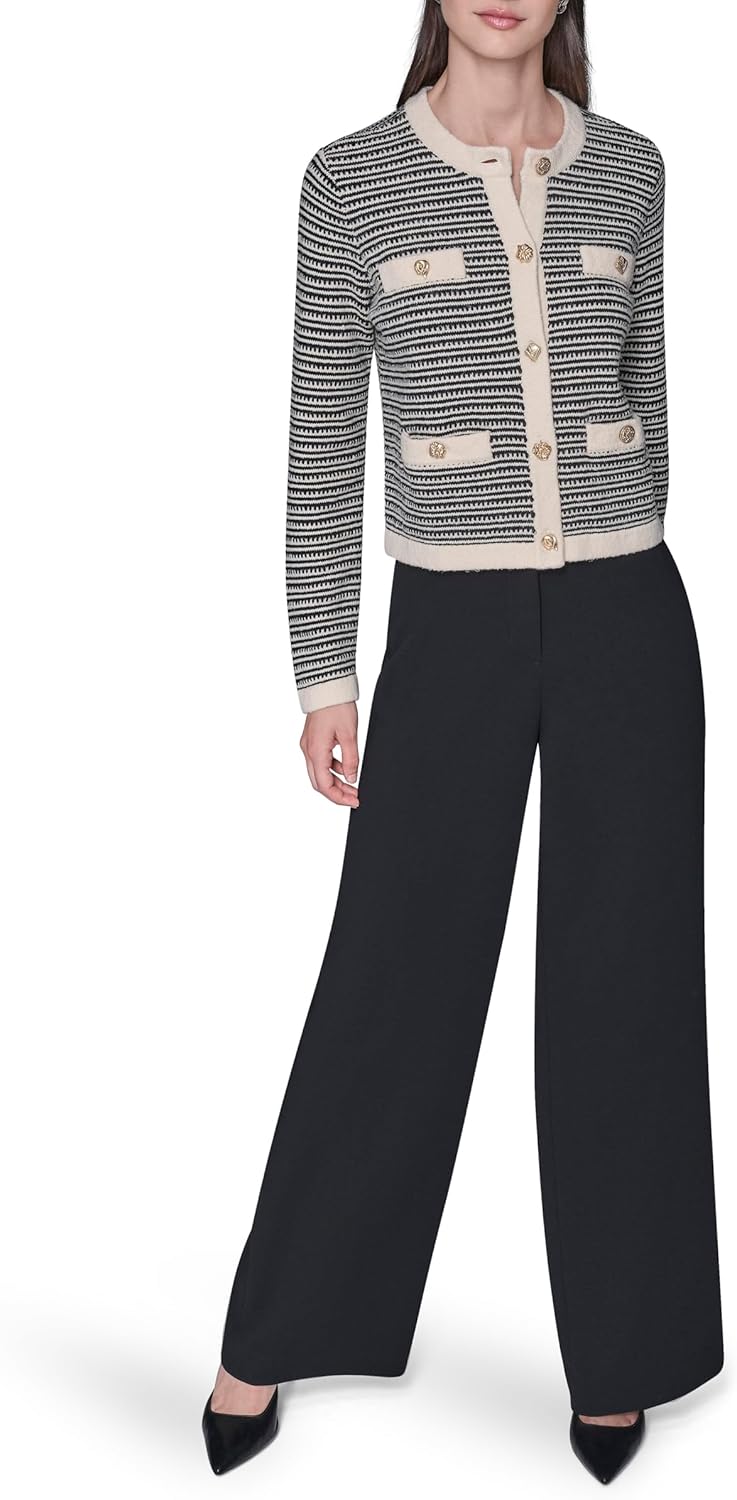 KARL LAGERFELD womens Long Sleeve Classy Preppy Essential Jacket - Image 2