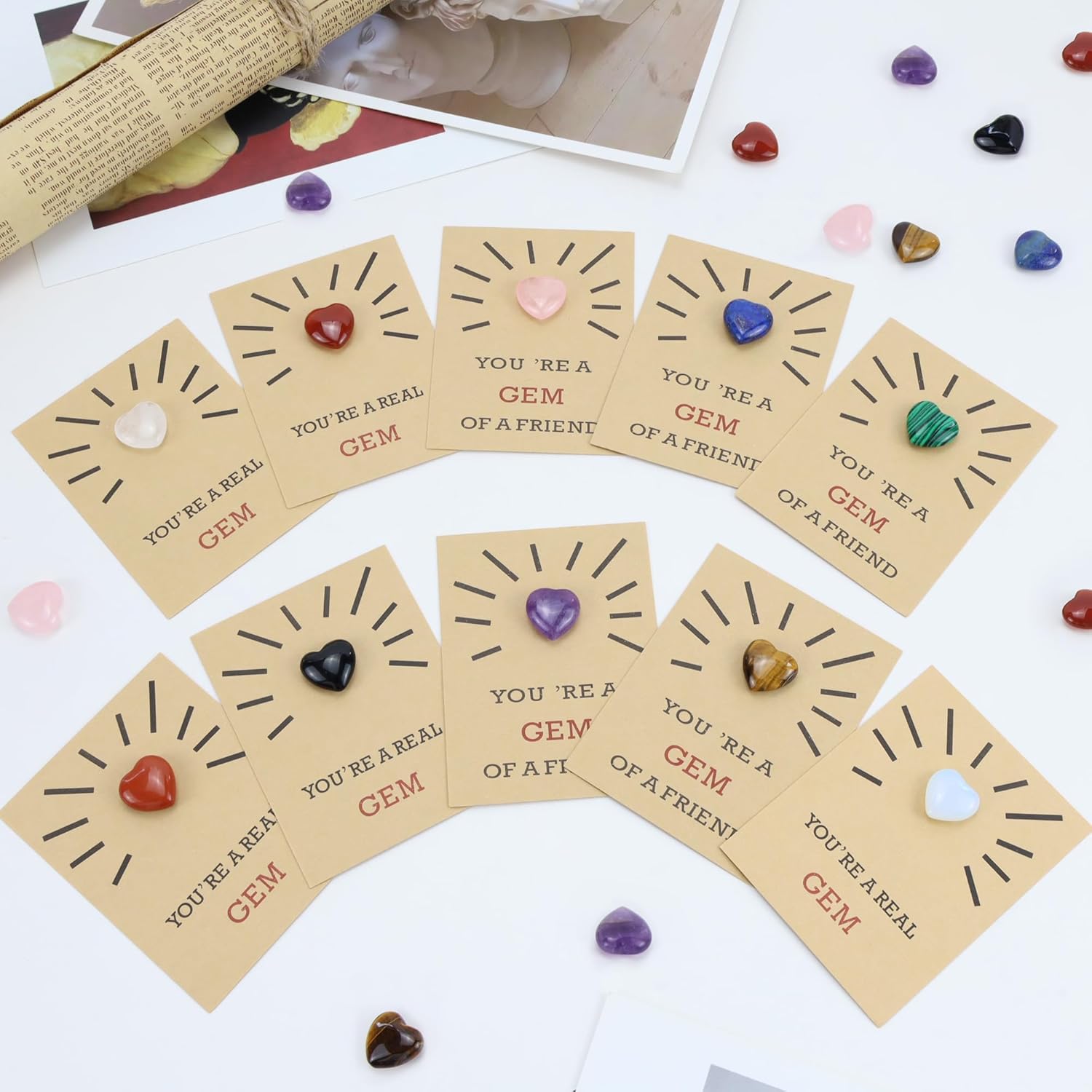 YATOJUZI 20PCS Rose Quartz Crystals Heart Natural Crystals and Healing Stones Pink Rose Quartz Hearts Stones Mini Pocket Reiki Gemstones Bulk Wholesale Valentines Day Gifts for Women - Image 4