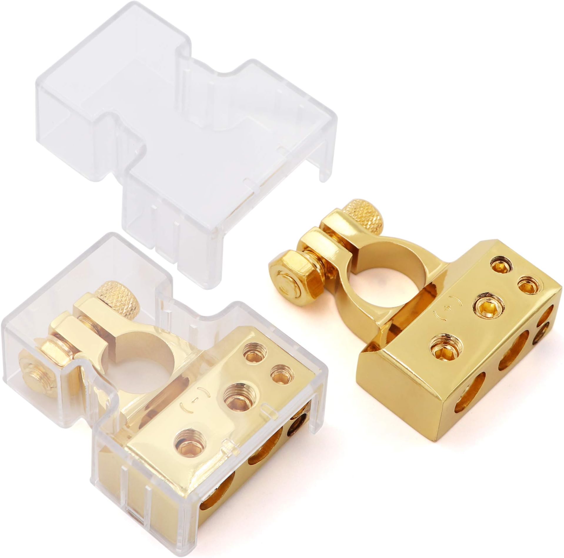 2/4/8/10 Gauge AWG Positive & Negative Battery Terminal Connectors Clamp (Pair)