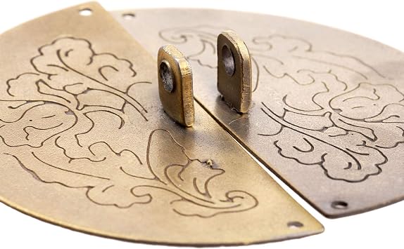 dophee Chinese Carved Vintage Lock with Key, Old Style Antique Padlock and Hasp with Mounting Screws for Jewelry Box Wooden Cases Cabinet Cupboard DIY Project Gift Boxes