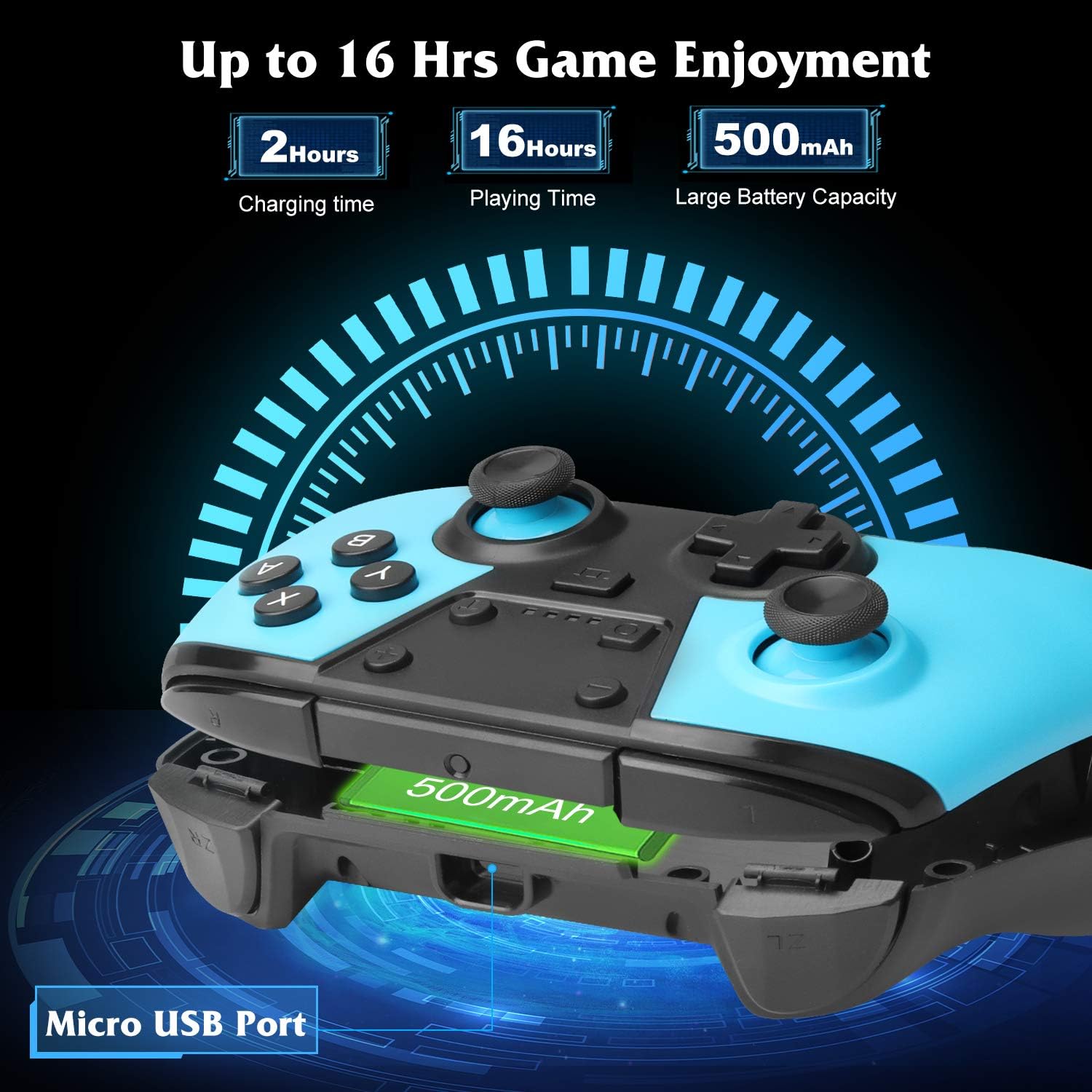 New Arrivals [2021 Newest Version] ASTARRY Wireless Pro Controller Compatible with Nintendo Switch Lite Joycon, Remote Joystick Gamepad Controllers, Support Turbo, Dual Shock, Gyro Axis (Blue)