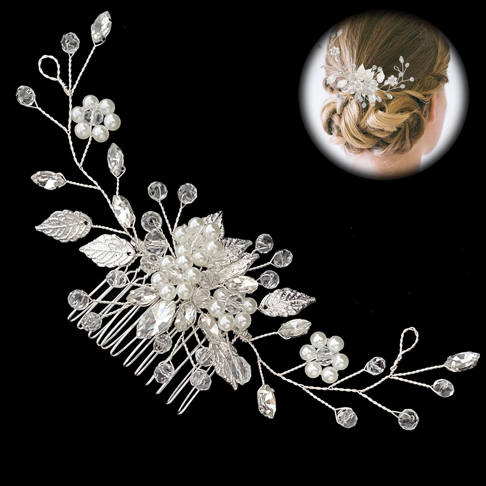 Pettine Da Sposa Farfalla Con Perle Di Cristallo - Accessorio Capelli Per Matrimoni E Cerimonie - Foto 5