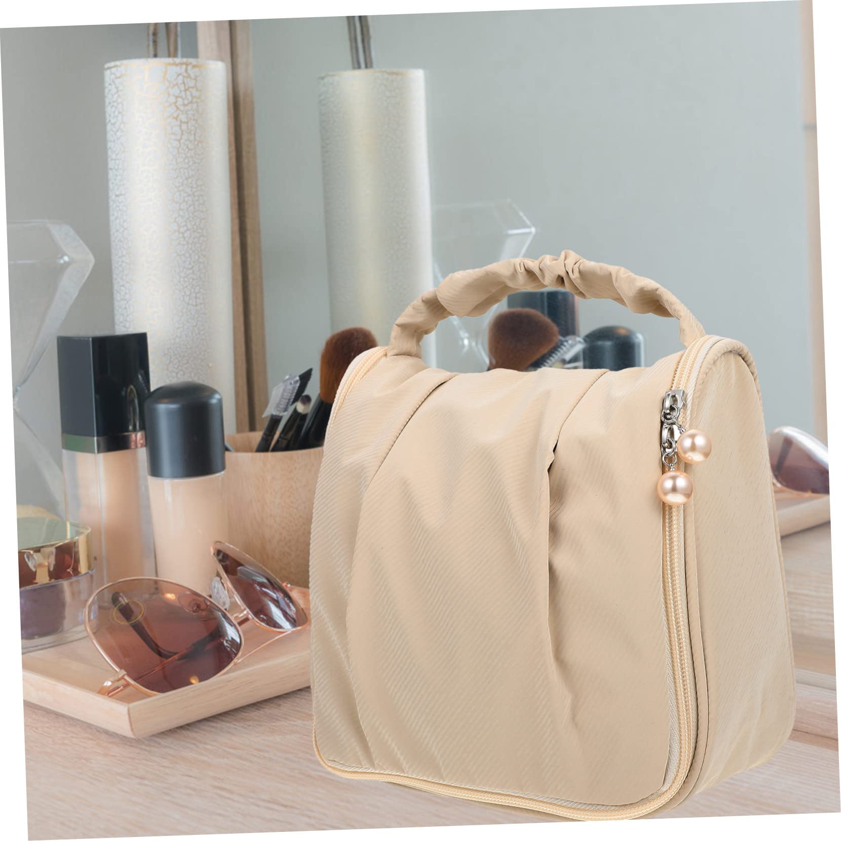 MAGICLULU 3 Piezas Neceser Colgante Neceser con asa Maquillaje de Moda Bolsa de Maquillaje de Viaje Bolsa Fitness Neceser para Maquillaje Bolso de Cosméticos Neceser de Viaje Arruga Manejar