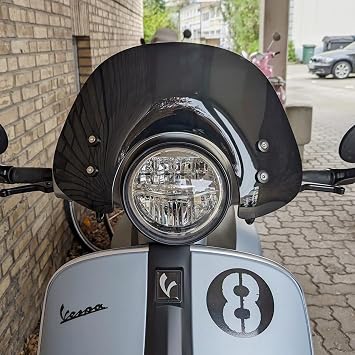 Scooter Bikes Windscreen Round Headlight Front Fairing Windshield Wind Deflector Visor for Piaggio Primavera 150 GTS250 GTS300 GTS 250 300 2017 2018 2019 Short-Smoke