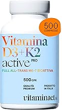 Vitamin D3 K2 (lasts 1 year and 4 months) 500 tablets - without silicon dioxide, Vitamin D3 2000 IU per tablet - Vit. K2 MK 7 - Maximum dosage of vitamins on the market, made in Italy.