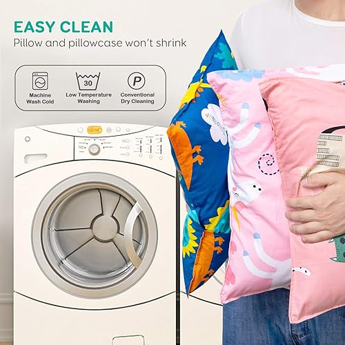 Miniatura 7 de Almohada para niños pequeños, almohadas para dormir de 14 x 19 pulgadas, almohada para niños con funda de almohada de algodón suave, lavable a