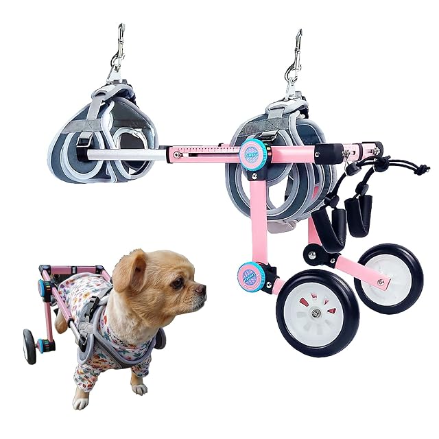 Silla Ruedas Perro Silla de Ruedas para Perros Plegable y Ajustable para Patas Traseras