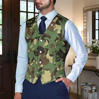 Men's Suit Vest Business Formal Button Dress Waistcoat Vest V neck Slim Fit S-4XL