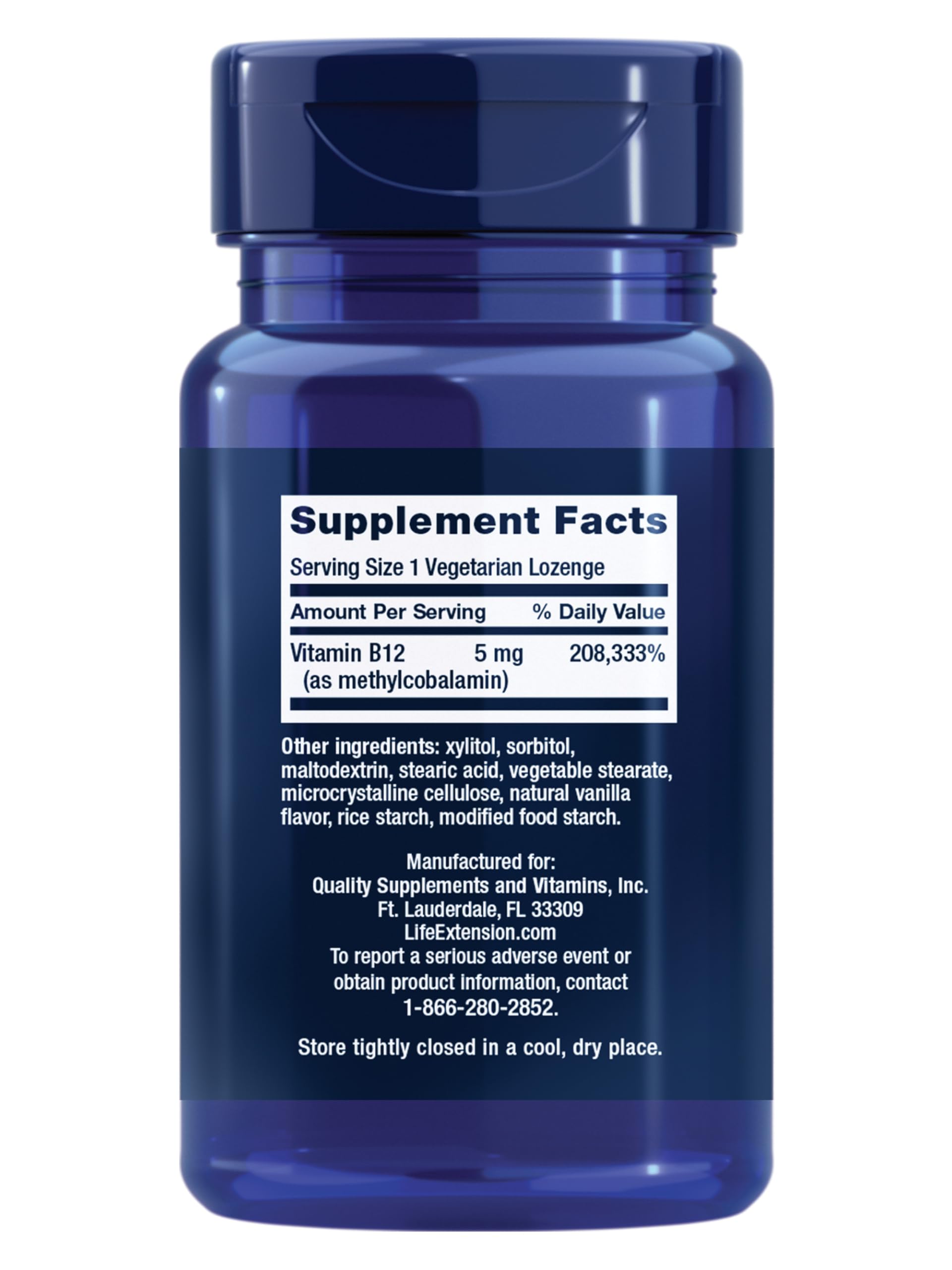 Life Extension Vitamin B12 Methylcobalamin, 5 mg, 60 Lozenges — Amazon image 2