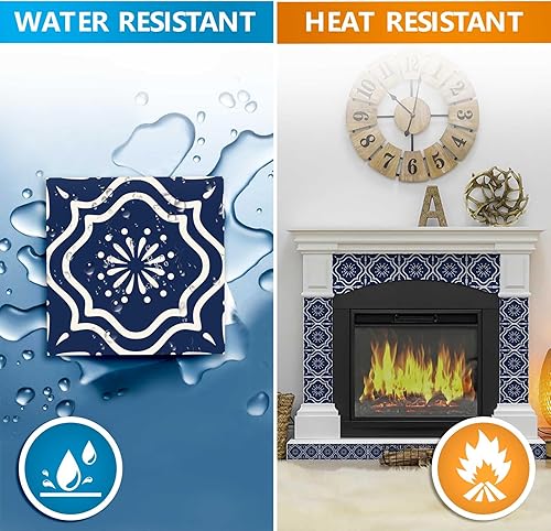 Miniatura 9 de Mi Alma Colección de calcomanías para chimenea, 24 calcomanías para azulejos de despegar y pegar, juego de 24 calcomanías para azulejos en muro,