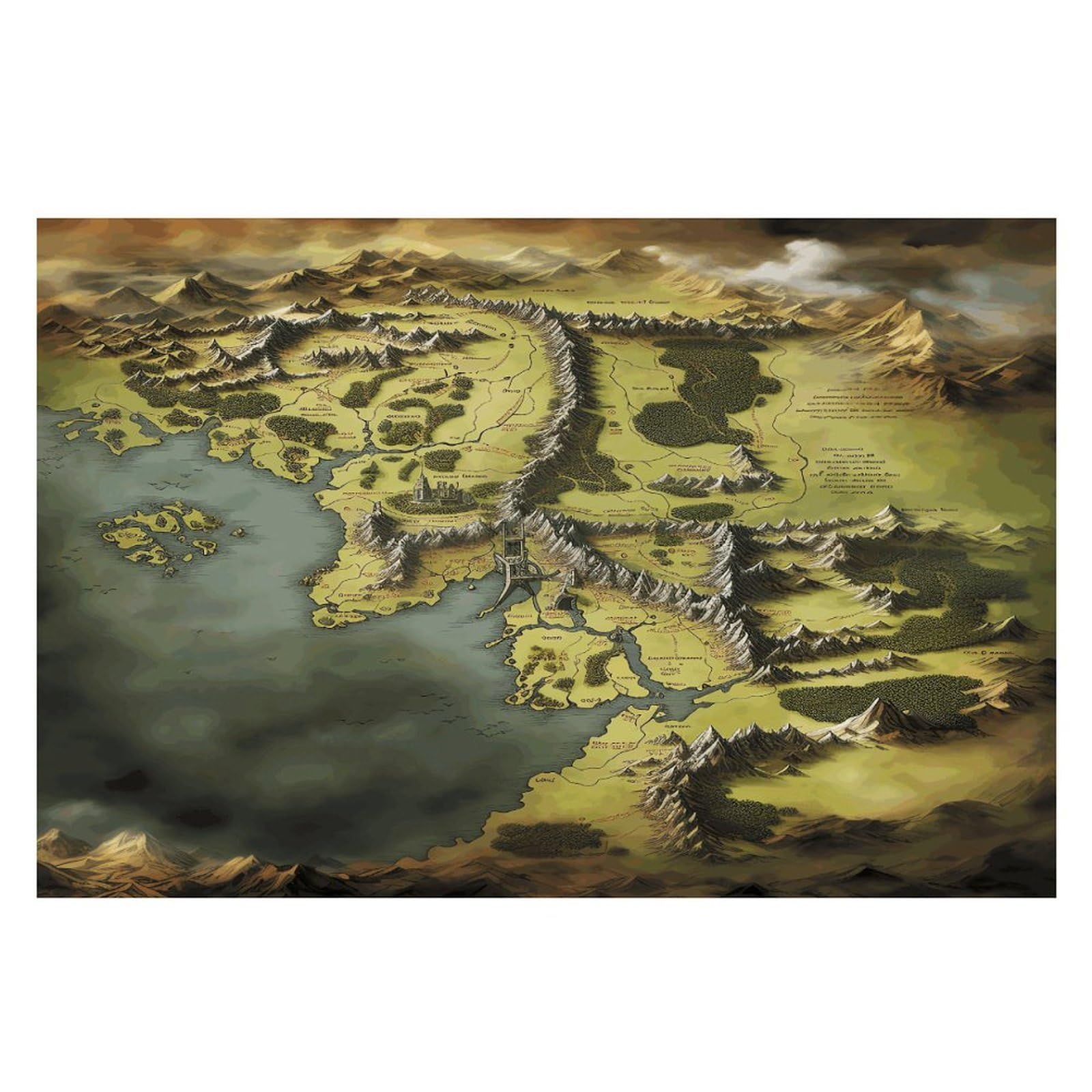 Middle Earth Map Placemats Non-Slip Heat Resistant Table Mats Flax Washable Cloth Place Mats Easy to Clean Premium Placemat for Kitchen Dining Table Decor Party Outdoor
