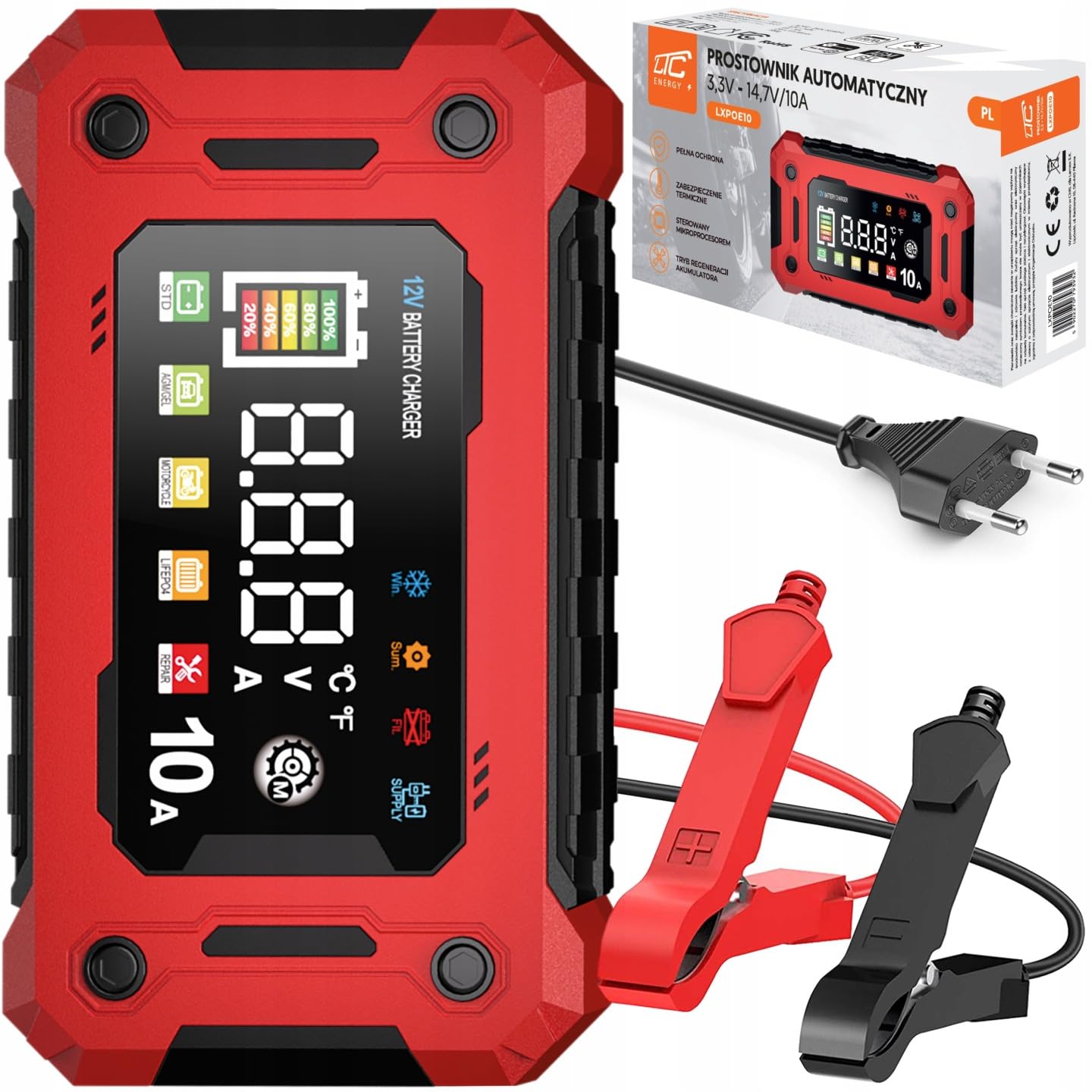 Caricabatterie per batterie AGM LiFePO4 10 A, funzionamento automatico LTC Energy