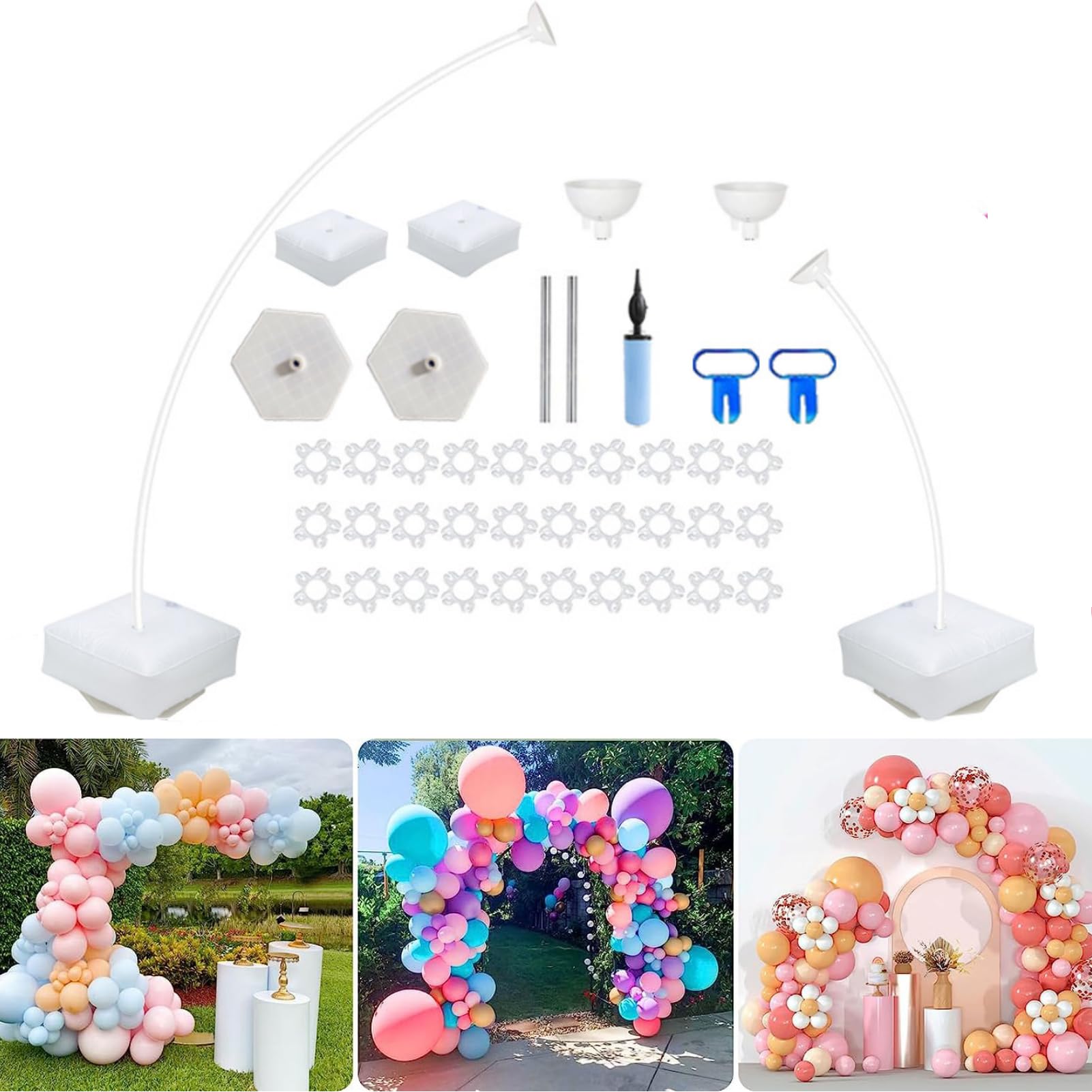 Balloon Arch Kit, 8.2ft High & 5ft High DIY Free Bending Shape Half Arch Balloon Stand Irregular Standing Balloon Arch Stand for Party Birthday Graduation Wedding
