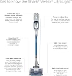 Shark Vertex Ultra-Léger DuoClean | Aspirateur à balai à fil pour tapis, tapis et sols durs | Aspirateur à main léger pour poils d'animaux | Brosse auto-nettoyante | 3 accessoires | Bleu cobalt | HZ2002