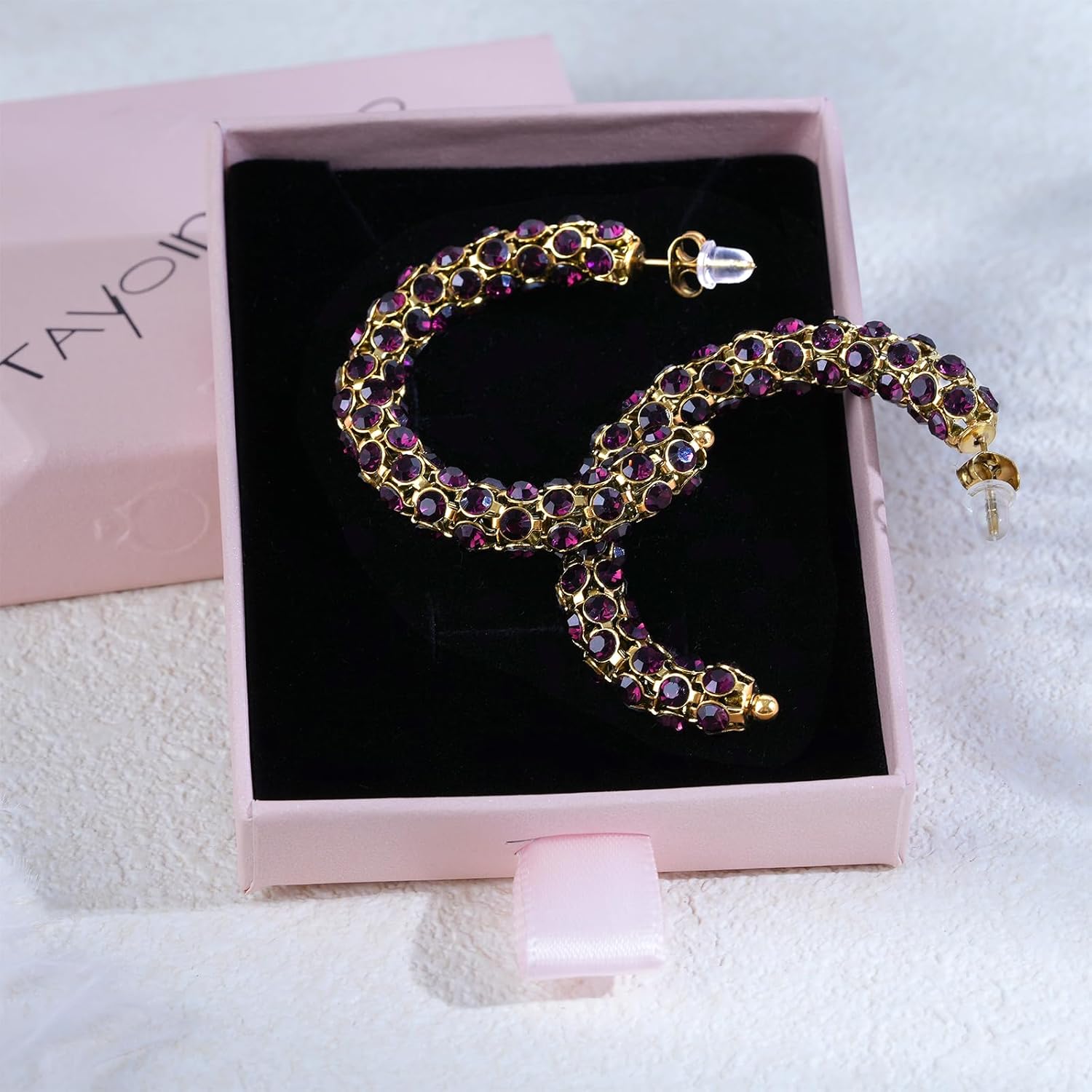 Sparkly big Hoop Earrings For Women Statement Oval Rhinestone 18K Gold Plated Chunky Earrings Dainty Lightweight Earrings Trendy Jewelry - Image 8