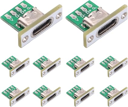 10PCS DIY OEM Type C Female Connector,USB C Panel Mount Converter with PCB Board