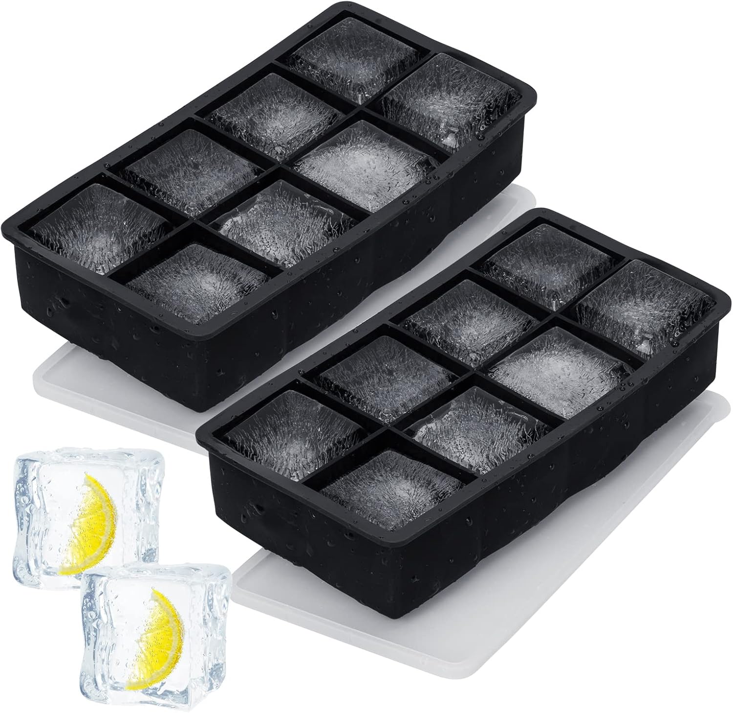 2 Pack Ice Cube Trays, Silicone Large Square Whiskey Ice Cube Mould