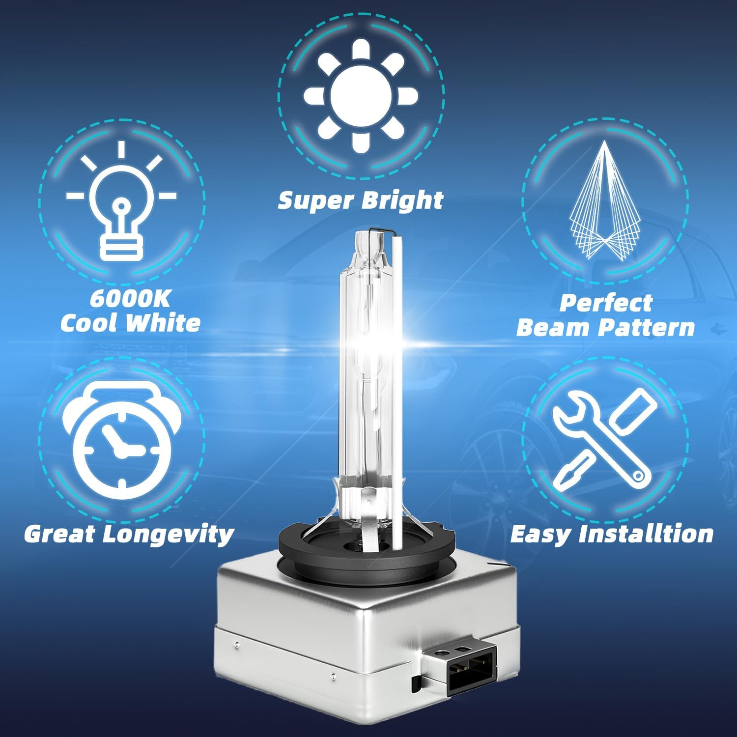 Compatible with Buick Enclave 2008-2012 Headlight Bulbs,D1S High Low Beam Xenon HID bulbs+H11 Fog Light+License Plate Lights,35W Xenon Headlamp,350% Brightness,6000K White,6 Pack