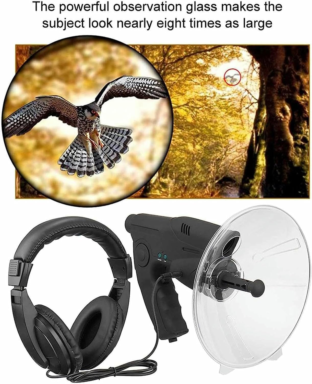 Parabolmikrofon, Bionisches Ohr & 8-Fach-monokular Mit Kopfhörern | Bionisches Vogelbeobachtungsgerät Für Outdoor-aktivitäten Mit Der Familie, Sichtweite Bis Zu 90 M