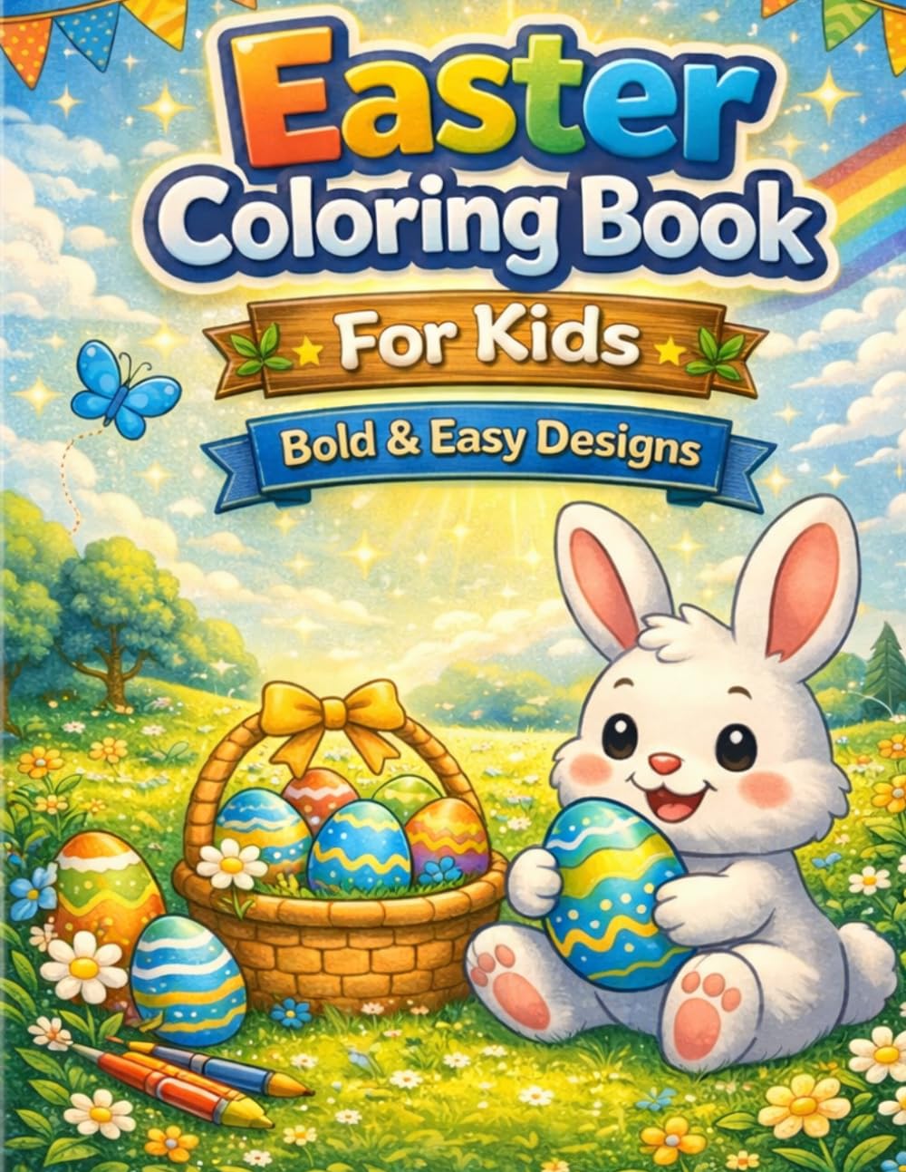 Easter Coloring Book For Kids: Bold & Easy Coloring Pages for Kids Ages 2-5