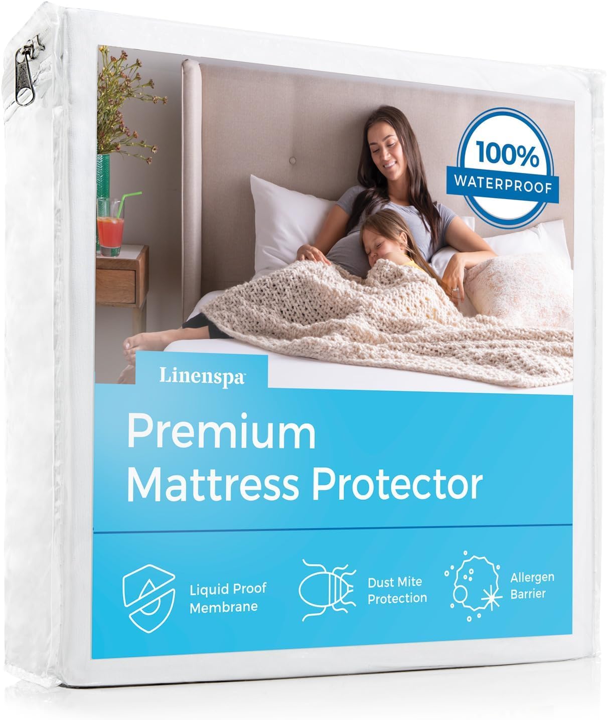 Linenspa Waterproof Mattress Protector, King Size – Fitted Sheet Style, Breathable, Machine Washable &amp; Dryer Safe, White (Pack of 10)