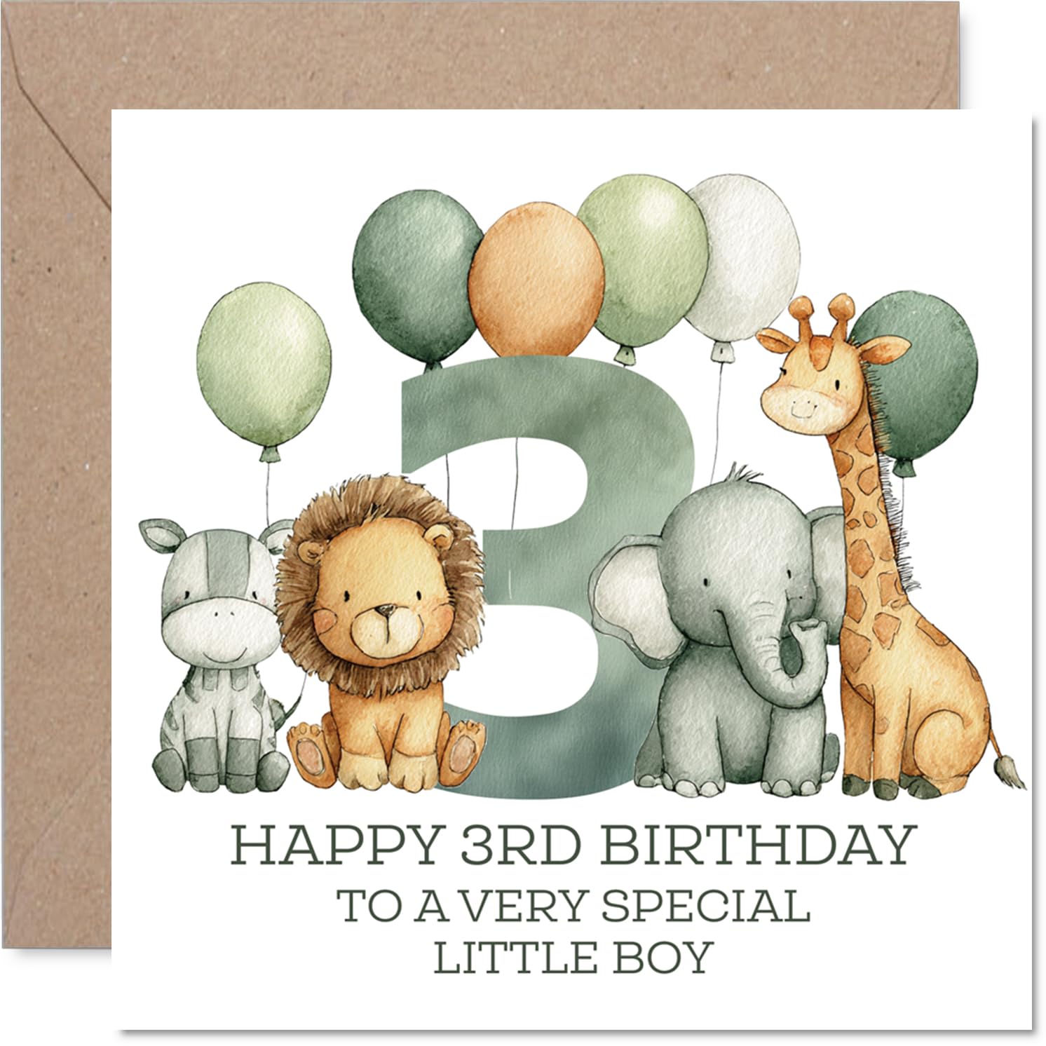 3rd Birthday Cards for Boys, Jungle Numbers