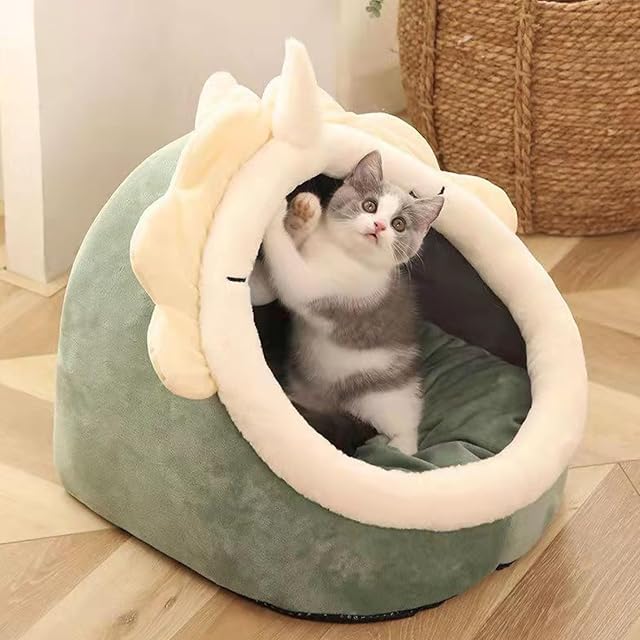Foto 4 de 7 de Cama tipo cueva para gatos, cama para gatos de interior, nido de dormir semicerrado